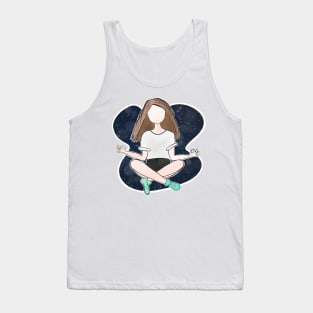 Meditading Girl Power - Space in the Universe - Brown - Purple Tank Top